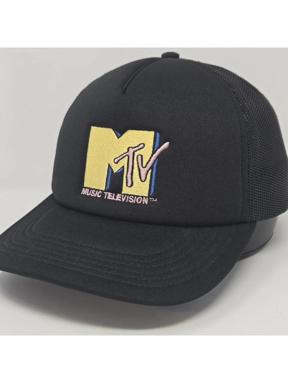 MTV Music Television American Eagle Trucker Hat Cap Black Mesh Snapback